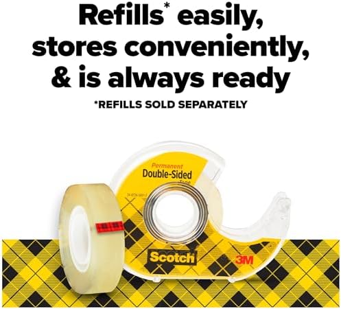 Scotch Double Sided Tape, 1/2 in x 500 in, 6 Dispensered Rolls (Pack of 16, 96 Count Total) - Image 7
