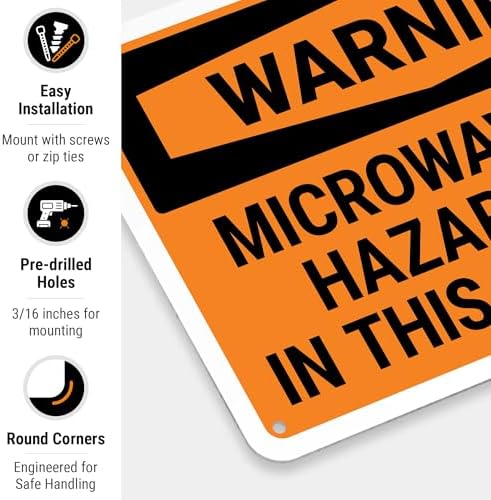 OSHA Warning Microwave Hazard in This Area with Graphic Sign, - Image 2