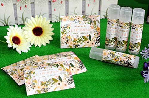 Homemade Skincare Products Adhesive Labels Stickers for Lip Balm Handcream Candle Container Tubes 20pcs (Lip Balm - White Floral) by ZZYBIA