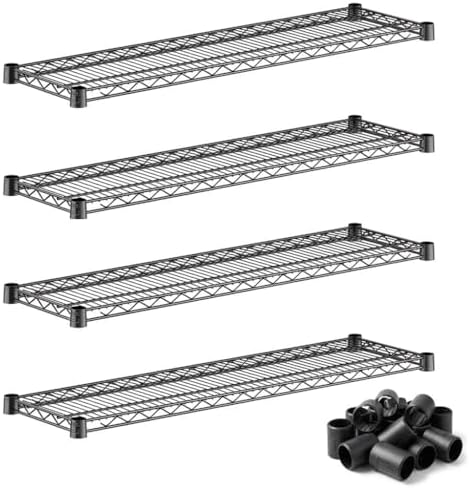 12x42 Black Wire Shelf 4-Pack | Industrial Grade NSF Metal Storage Rack Add-On Unit Shelf by Zedfire