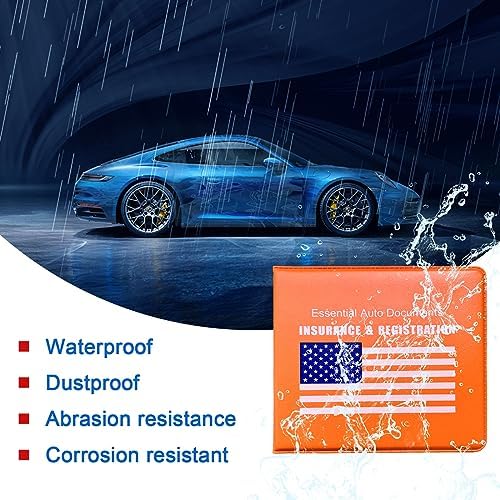 Ziciner Car Registration Insurance Holder, 2Pack Essential Auto PVC Card Document Glove Box Organizer with Velcro Closure, Universal Car Accessories for Men & Women (Orange/Blue Flag) - Image 4