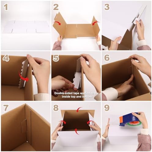Hoikwo 10 Packs 12x10x10 Large Thin White Shipping Boxes - Image 2