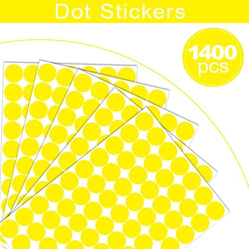 1400 PCS Yellow Dot Stickers Round Coding Labels Circle Dots Labels Stickers Polka Circle Dot Stickers Label Sticker for Office,Classroom,Papers Etc - Image 5