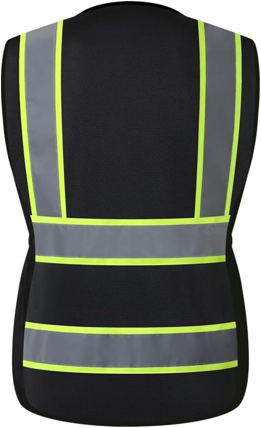 Hi Vis Reflective Safety Work Vest for Women,KZW,Black,L - Image 5