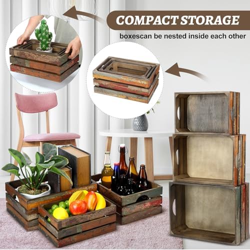 Barydat 5 Pack Wooden Crates for Display Storage, Colored Drawing, Random - Image 4
