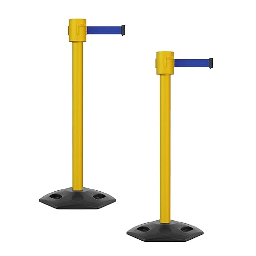 Montour Line MSR760 Set of 2 Retractable Belt Barrier Stanchion, Rubber Base by Montour+Line