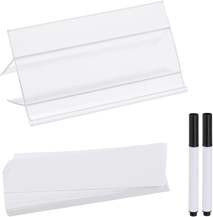 PATIKIL 3.1" x 1.8" Wire Shelf Label Holder, 30 Pack Reusable Plastic Price Tag by PATIKIL