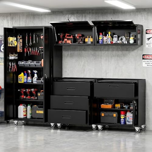 Garage Cabinet System | Heavy Duty Steel All-in-One Modular Garage Cabinet Set for Ultimate Workshop Organization | Easy Assembly Garage Storage Cabinets & Tool Bench - Image 2