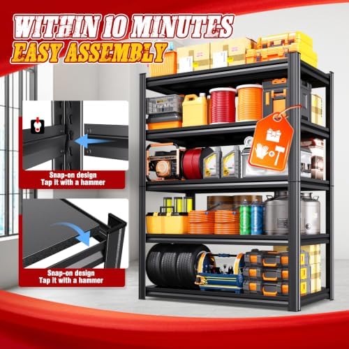 Heavy Duty Metal Garage Shelving Unit 5-Tier 71.2" H x 35.4" W - Image 7