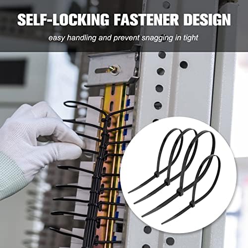 Zip Ties Assorted Sizes(4”+6”+8”+12”), 2000 Pack,Black Cable Ties,Multi-Purpose Self-Locking Nylon Cable Cord Management,Plastic Wire Ties for indoor and outdoor use. - Image 6