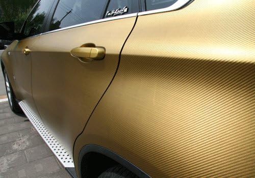 F & B LED LIGHTS Golden 3D Carbon Fiber Film Twill Weave Vinyl Sheet Roll Wrap - Image 2