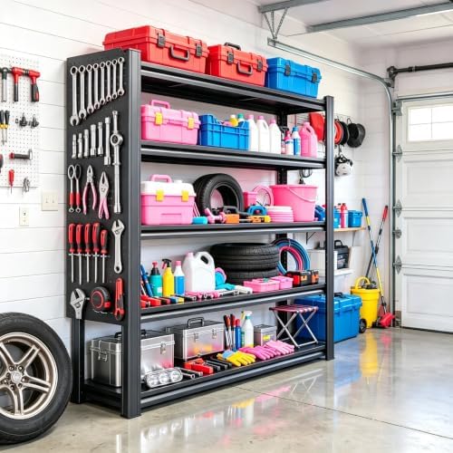Garage Shelving, 5 Tier Heavy Duty Storage Shelves with Pegboard - Image 2