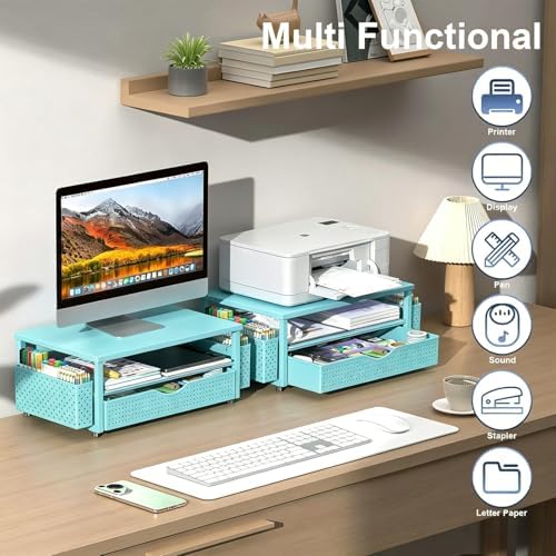 Spacrea Desk Organizers and Accessories, Printer Stand with Storage, Blue - Image 6
