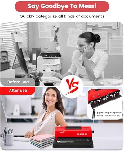 46-Hole Binding Machine Spiral Coil Binder Classic Red,DIY Book Binder Kits with Electric Coil Inserter,100pcs Comb Binding Spines,for Letter Size/A4/A5 School Office Home - Image 4