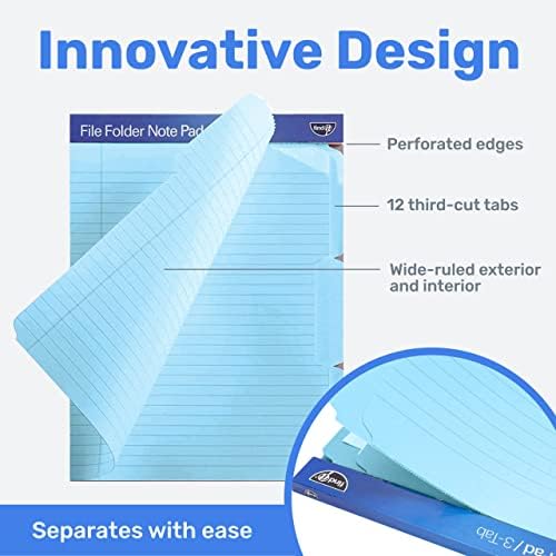 Find It File Folder Notepad - Pack of 12-9.5 x 12.5 Inch Notebook Organizer Folders for Filing, Document, and Clipboard Organization - Blue - Image 3