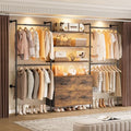 Wall Mounted Garment Rack, Walk-in Closet System, Pipe Clothing Rack Brown by ComfyCorner