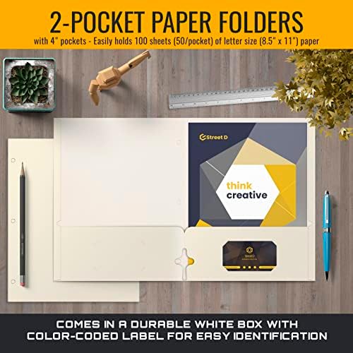 Better Office Products Two Pocket Portfolio Folders, 50-Pack, White, Letter Size Paper Folders, 50 Pieces, White - Image 3