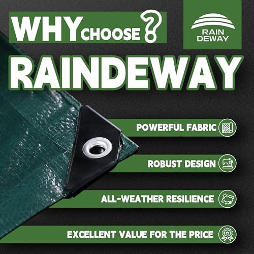 RAINDEWAY Green Tarp 6x10 Feet,5.5Mil Multipurpose Waterproof Tarps Cover - Image 2
