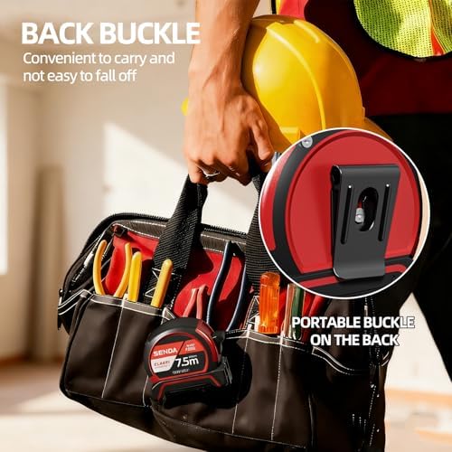 SENDA Tape Measure 25FT with 1/8 Fraction, Double-Hook Measuring Tape Retractable with 1 Inch Wide Blade & Belt Clip, ABS TPR Rubber Protection,Matte Nylon-Coated Blade for DIY, Construction (2 Pack) - Image 6