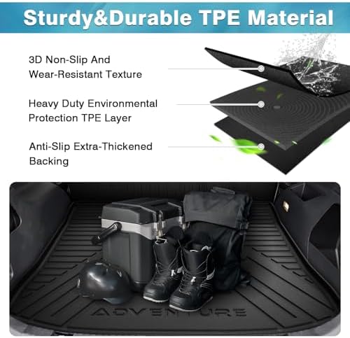 Mixsuper Cargo Liner for Ford Edge 2015-2025, Trunk Mat Backrest Mat for Ford Edge Accessories Cargo Mat Rear Trunk Liner Black - Image 4