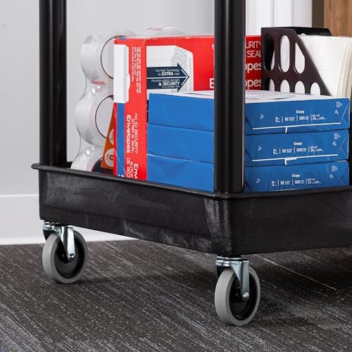 Stand Steady Tubstr Large 3 Shelf Utility Cart | Heavy Duty, Black HDPE & PVC, Holds Up to 300 lbs. | Storage & Rolling Tool Cart for School, Office, Garage & Warehouse - Image 5