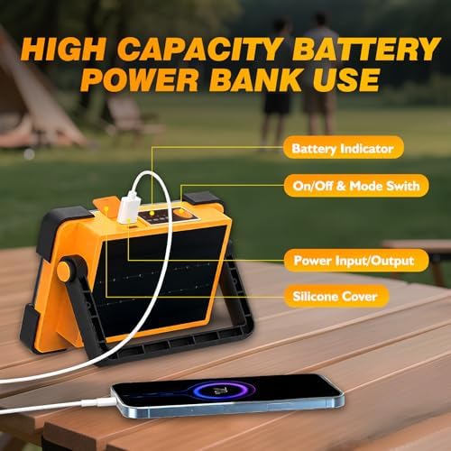 120W Solar Rechargeable 144 LED Work Light, 10000LM Flood Light - Image 6
