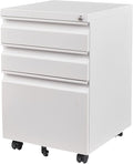 3 Drawer File Cabinet with Wheels, Metal Filing Cabinet with Lock, Office by Anxxsu