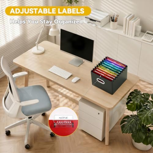Plastic Hanging File Folders Letter Size,12 Pack Durable Filing Cabinet Folders with Tabs,1 inch Expanding Hang Folder for Home Office,Colored Heavy Duty File Folder Hangers for File Frame Box - Image 5