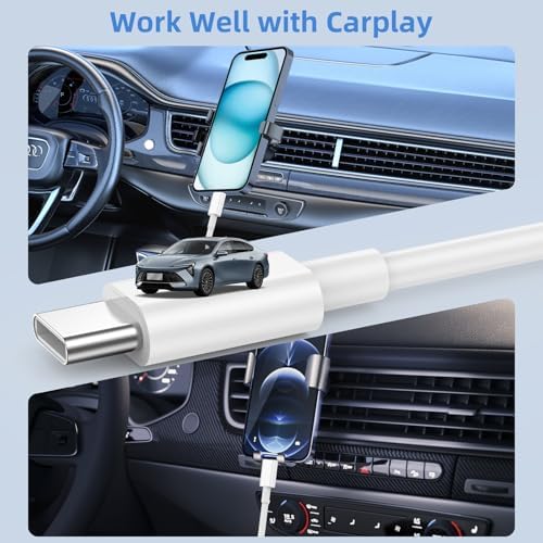 USB A to USB C Cable, CarPlay Cable for iPhone 17 Charger Cord, 2-Pack 6FT - Image 3