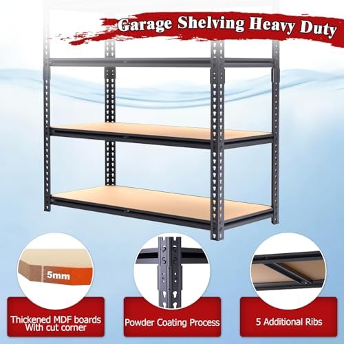 72" H Garage Storage Shelves,Storage Shelves Heavy Duty,2400LBS Metal Shelving Units,Adjustable Garage Shelving Heavy Duty for Garage Storage,Warehouse,16"x35.5"x72 - Image 5