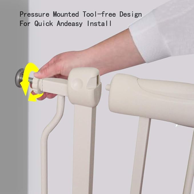 ALLAIBB Extra Wide Pressure Mount Baby Gate Auto Close White Metal Child Dog - Image 2