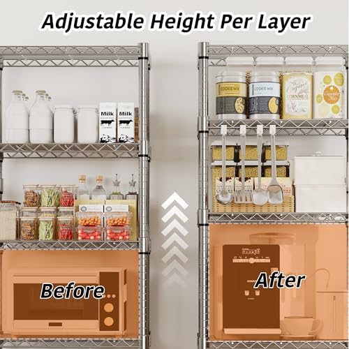 Garvee 61" H Storage Shelves with Wheels 1100LBS Rolling Metal Wire Rack - Image 4