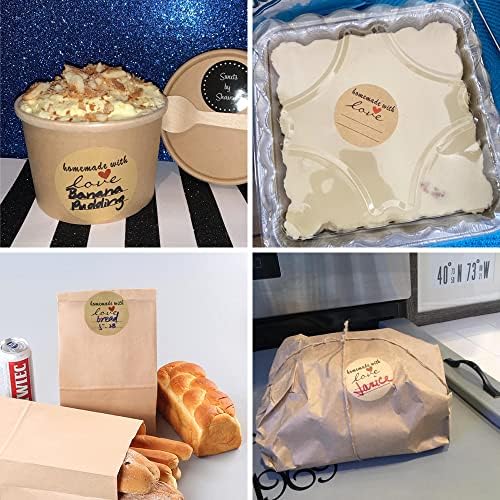 1.5" Homemade with Love Stickers, 500 Pcs Kraft Jar Canning Label Stickers for Baked Packaging, Cookie Bags, Fudge Containers, Store Owners, Crafts, Organizing, Price Tags - Image 5