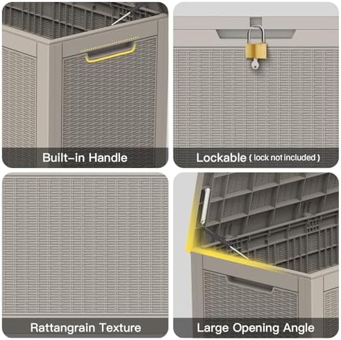 Mars Villa 100 Gallon Outdoor Storage Box, Deck Box Waterproof, Grey - Image 6