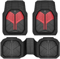 CAR PASS Heavy Duty Rubber Car Mats, Deep-Dish Car Floor Mats All Weather, Universal Two-Tone Trim-to-Fit for SUVs Trucks Sedans, Waterproof Anti-Slip, 3 Pieces V12 Black and Metallic Red by CARPASS