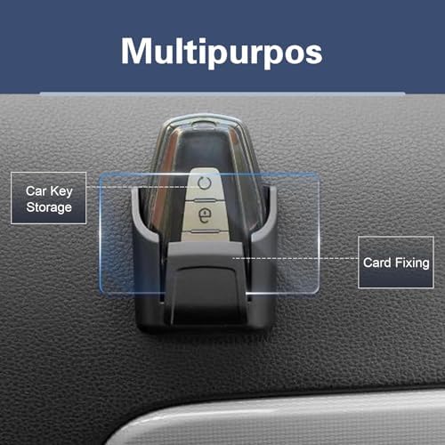 Car Key Fob Holder, Center Console Key Remote Mount Organizer, Self-Adhesive Dashboard Key Storage Box with Card Holder, Universal for Most Vehicles (Black) - Image 7
