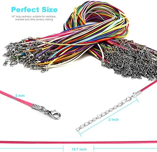 100Pcs Leather Necklace Cord with Clasps, Rope Necklace String, 25Color Necklace Cords for Pendants, 19.7" Premium Necklace Chains for Jewelry Making Supplies, 1.5mm Waxed Necklace Bracelet Cord DHOOZ - Image 3