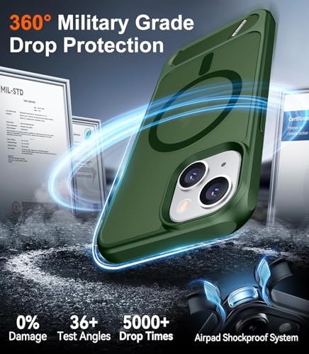 Temdan Magnetic Compatible with iPhone 14 Case/iPhone 13 Case,[Built-in Invisible Kickstand][Compatible with MagSafe][Military Grade Shockproof] Slim Translucent Matte Phone Case for iPhone 14/13 6.1" - Image 4