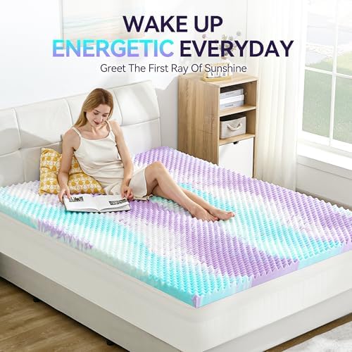 SINWEEK 3 Inch Egg Crate Memory Foam Mattress Topper Twin XL, Twin Extra Long Mattress Pads for College Dorm Room, Pressure Relieve CertiPUR-US Certified,39x80 Inches, Colorful - Image 3