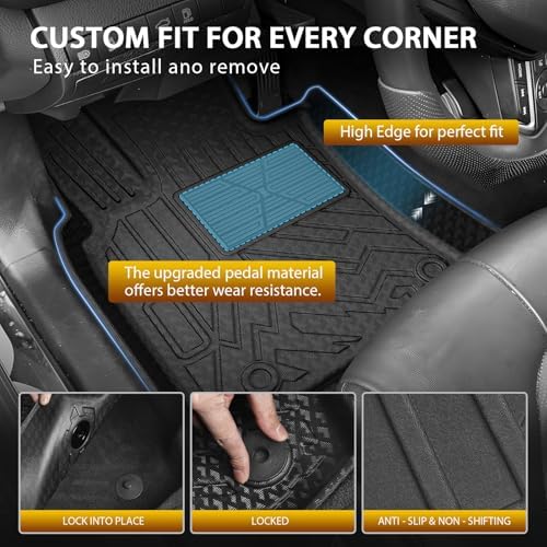 Powerty Floor Mats for Toyota Camry 2018-2024 FWD Only (Not Fit Hybrid or AWD) All Weather 3D TPE Anti-Slip Car Liners for 1st & 2nd Row Accessories - Image 2