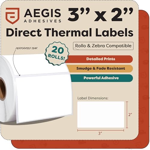 3" X 2" Direct Thermal Labels (14000 Count, 20 Rolls) - Perforated - Image 2