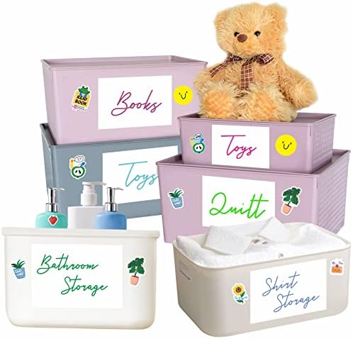 70 Large Size Blank Labels, Water/Oil/Tear Resistant, Inkjet & Laser Printer Available Removable No Residue for Home Organization Projects, Bins, Kitchen Storage Containers, Desk Items(8.5”x 5.5”) by Stickyourhappymoment