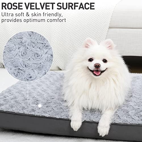 KSIIA Washable Dog Crate Bed Waterproof for Medium Dogs,29x18 in,Light Gray - Image 2