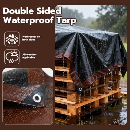 10x20 FT Tarp Waterproof, 16 Mil Tarps Heavy Duty Waterproof Multipurpose Protective Cover UV Resistant Rip & Tear Resistant with Grommets Reversible for Home Boats Cars Camping - Image 2
