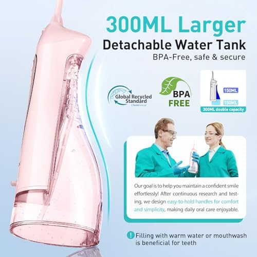 COSLUS ADA Accepted C20 Water Dental Flosser Teeth Pick, 300ML Larger Tank - Image 3