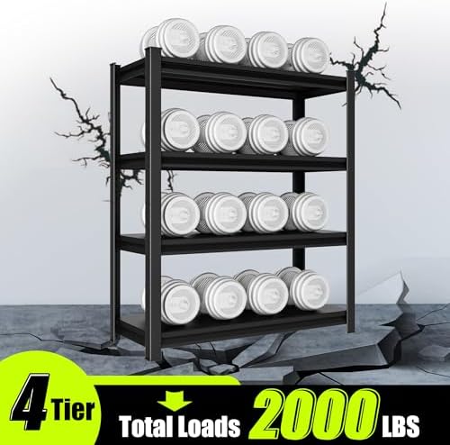 48" W Garage Shelving Heavy Duty, 2000 Lbs Loads Garage Storage Shelves Heavy Duty, Metal Shelving Units and Storage Racks, Industrial Utility Shelf,48" Wx16 Dx63 H, Black - Image 6