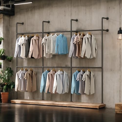 Industrial Pipe Garment Rack, Wall Mounted Clothing Organizer for Walk-in Wardrobe, Multi-Purpose Storage Solution, Heavy Duty, 399 * 220cm - Image 6