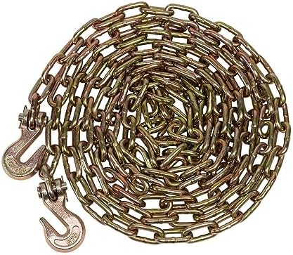 (2 Pack) 1/4" x 16' Transport Binder Chain Grade 70 with Grab Hook - 3150 LBS WLL Transport Binder Tow Chain with Hooks - Towing Equipment - Gold Chromate - Image 3