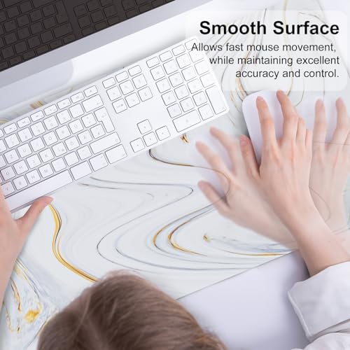 QiyI PU Leather Large Mouse Pad, Office Decor, 31.5" x 15.7", Grey Striped - Image 5