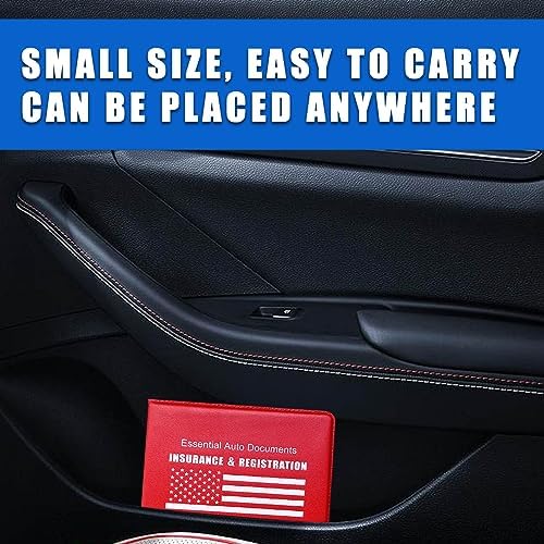 Ziciner Car Registration Insurance Holder, 2Pack Essential Auto Card Document Glove Box Organizer with Touch Fastener, Vehicle Interior Accessories Perfect for Most Car, Truck, SUV (Red/White Flag) - Image 6